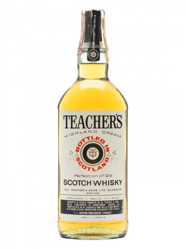 Teacher's Bottled 1970s Gold Cap Red Text