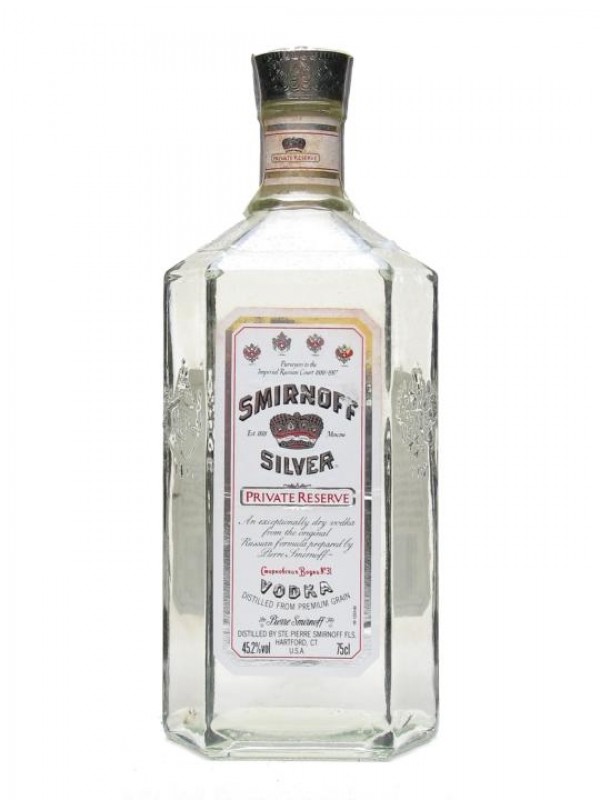 Smirnoff Silver Private Reserve Vodka Bottled 1970s